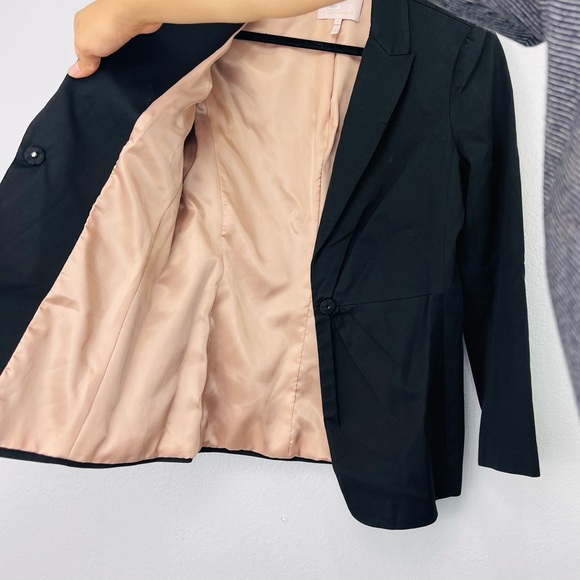 Rebecca Taylor Black Ottoman Pleated Front Blazer - Picture 3 of 7